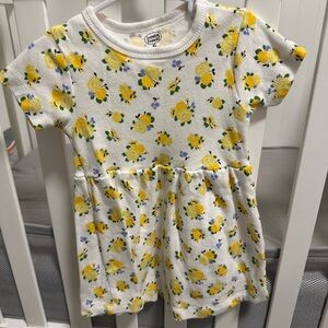 Luvable Friends Baby Dress with Yellow and Blue Floral Pattern